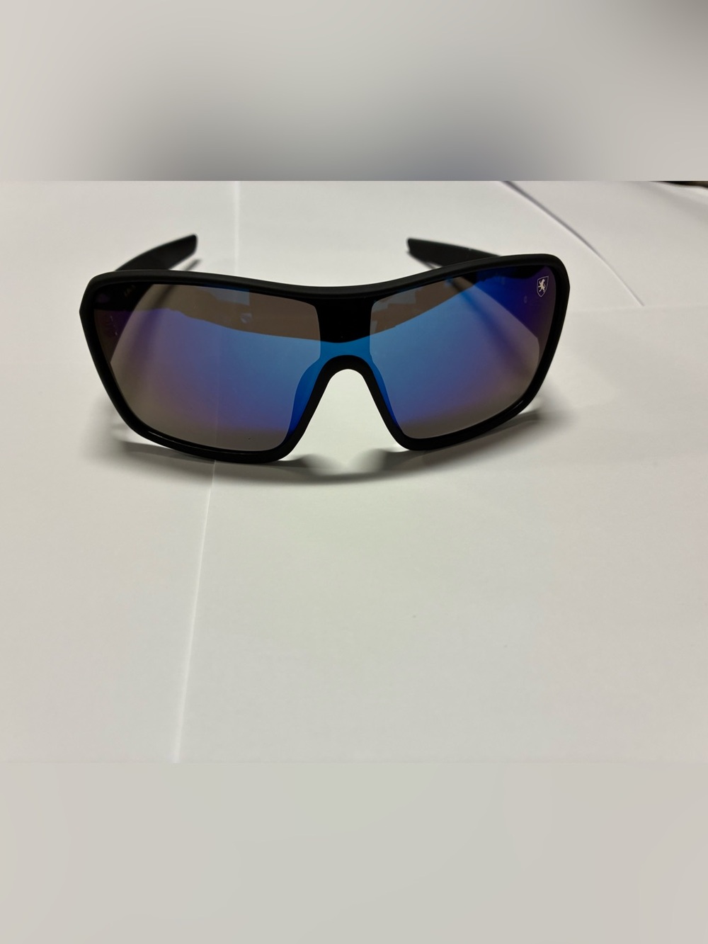 Performance Polarized Sports Sunglasses - Black Frame with Blue Mirrored Lenses